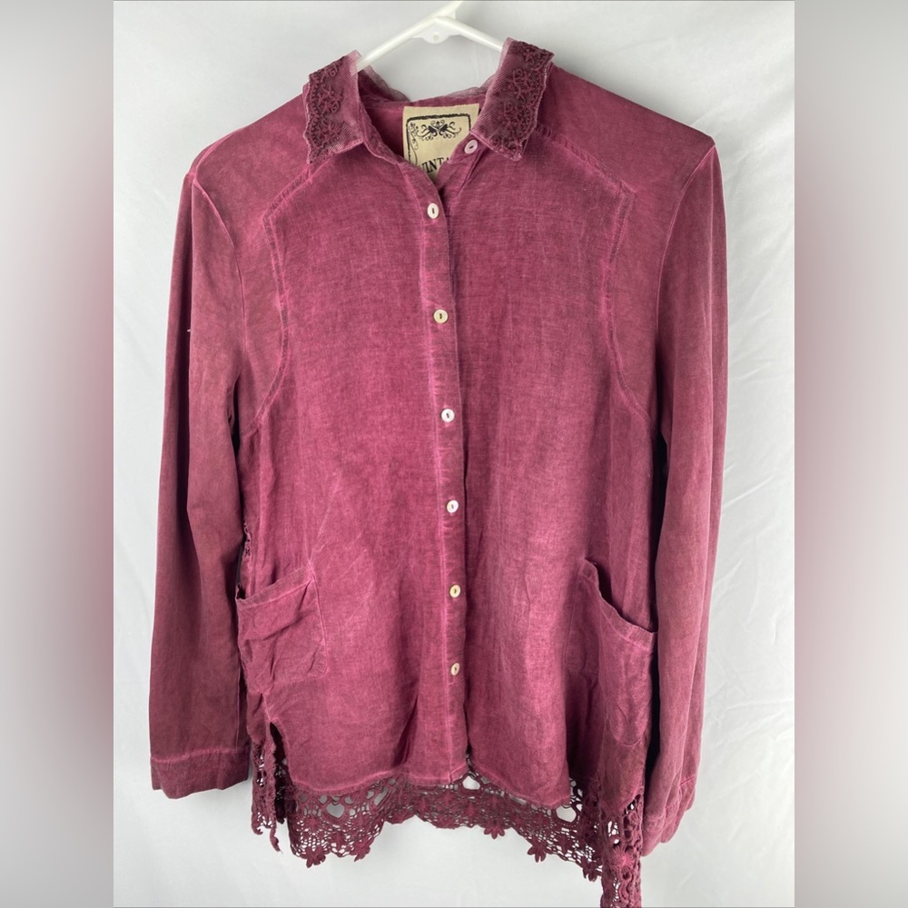 vintage concept womens blouse rd wotj lace size M Mother Of Perl Buttons